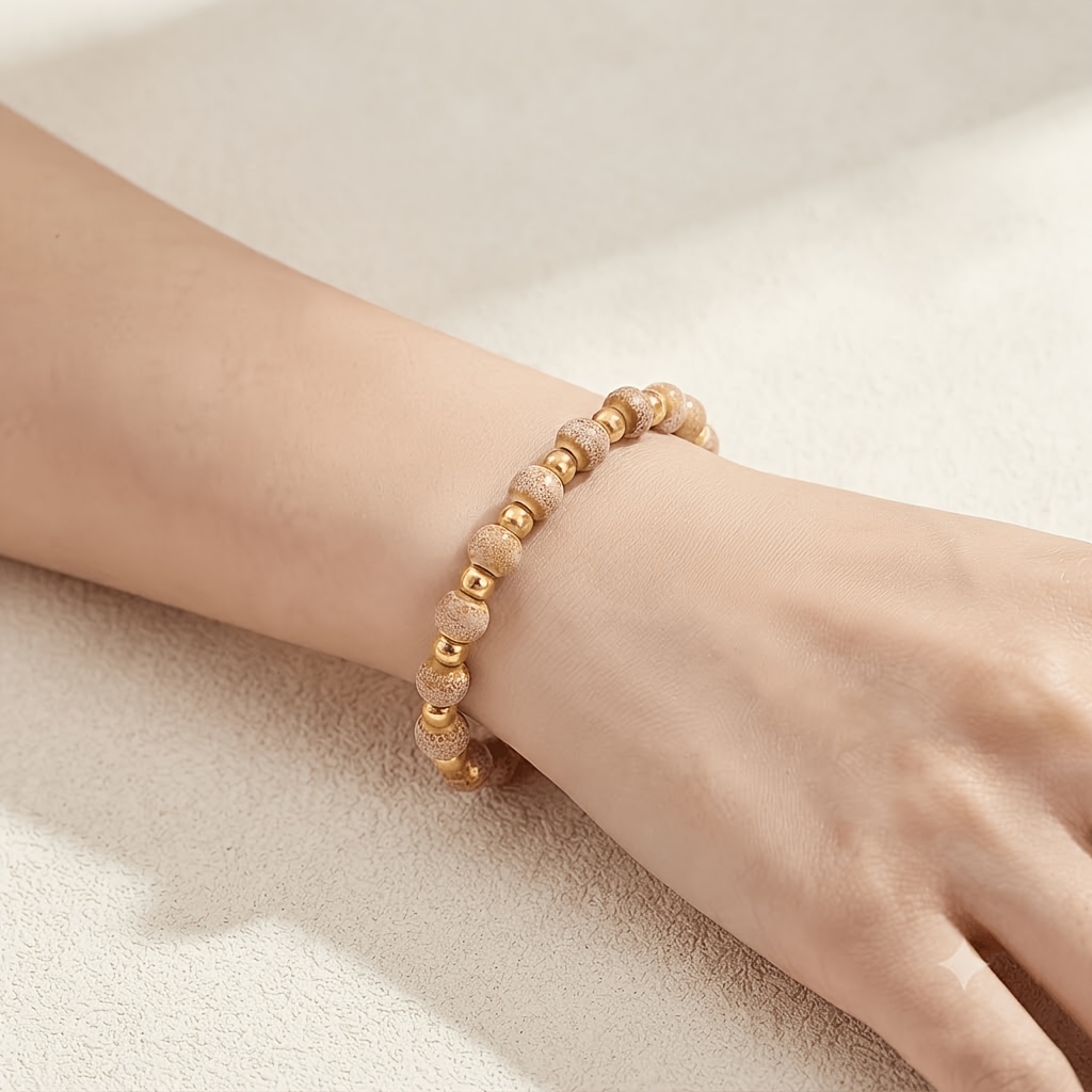 2pcs Minimalist Stainless Steel Golden Bracelet Set